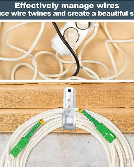 COCODE 25 Pack Wall Mount 2’’ J Hooks with Retainer Clip Galvanized Steel Cable Hangers Heavy Duty Utility Hooks Cable Management Support for Structured Cabling