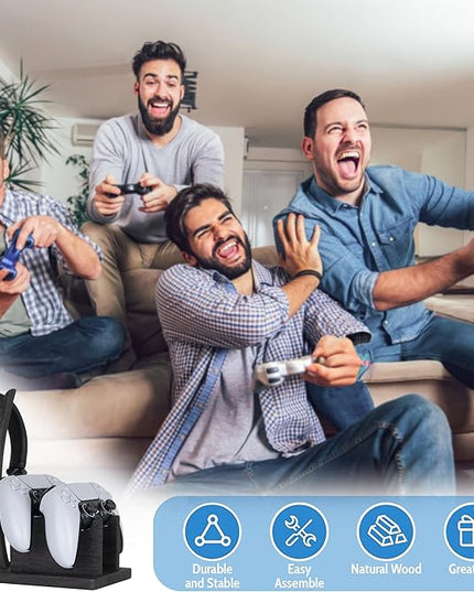 Gamer Gifts for Men Teenage Boy Controller Holder & Headphone Stand, Stylish Gaming Accessories Setup Controller Stand Headset Stands, Unique Gifts for Gamers to Organize Gaming Equipment