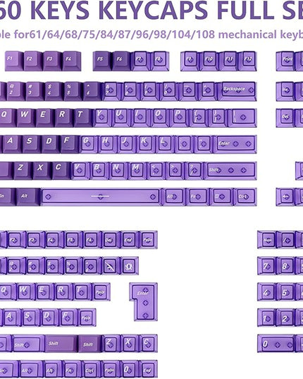 Gradient Grape Purple Clear keycaps，Cherry Profile Key caps Purple Crystal keycap Set，PBT+PC Material Keycaps 160 Keys Custom Key caps Compatible with ANSI/ISO, TKL, Full-Sized Layout
