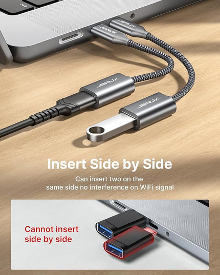 JSAUX USB C to USB 3.0 Adapter [2 Pack], USB C Male to USB Female OTG Cable Adapter Compatible with MacBook Pro/Air, iPhone 17 Pro Max/iPhone Air/16e/16/15 Series, Samsung Galaxy S25/S24/S23