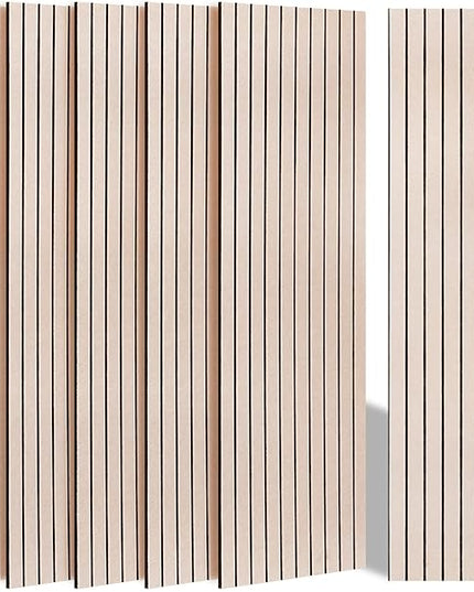 BUBOS 10 Pack Large Acoustic Panels, 48"X 12"X 0.4" Sound Proof Panels for Walls,Decorative Self-Adhesive Acoustical Wall Panels,3D Slat Sound Panels for Home Office Studio (Camel 01)