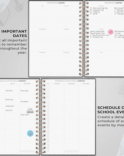Clever Fox Teacher Planner Spiral – School Year Planner with Calendars & Lesson Plans – Teacher Plan Book for Classroom & Homeschool Organization - Undated, 7.9x10″ (Black)