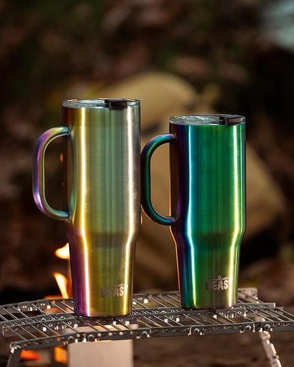 Beast 42 oz Tumbler with Handle Stainless Steel Vacuum Insulated Coffee Ice Cup Double Wall Travel Flask (Rainbow)