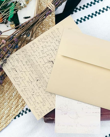 Ivory Blank Cards and Envelopes (Unfolded), Goefun 5x7 Flat Cream Cardstock and A7 Envelopes Self Seal 100 Pack for Wedding, Invitations, DIY Greeting Cardstock, Thank You Cards & All Occasion