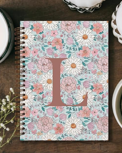 Vintage Floral Personalized Notebook, Initial Letter L Notebook Journal ,Vintage Flower Notebook for Work School Office Supplies,,Monogrammed Notebook for Women Teen Girl,Back to School Supplies 5.5 x 8.3