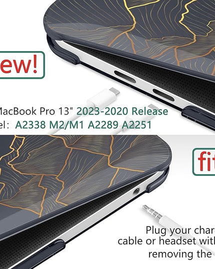 DONGKE Compatible with MacBook Pro 13 inch Case 2024 2023-2020 Release A2338 M2/M1 A2251 A2289 with Retina Display & Touch ID, Plastic Hard Shell & Keyboard Cover & Screen Film - Abstract Mountain