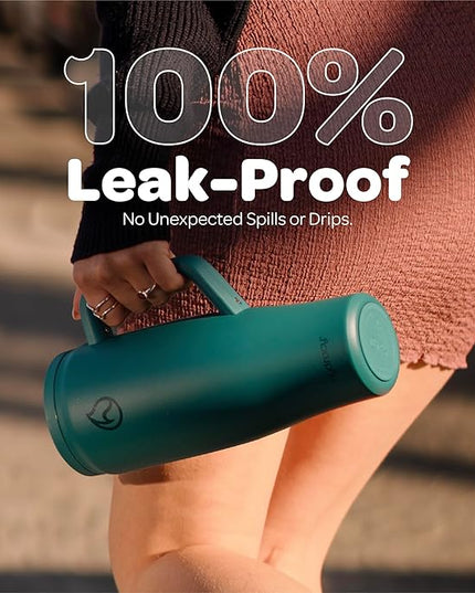 Hydracy Soulmate Insulated Tumblers with Handle and Stainless Steel Straw - 100% Leakproof Reusable Insulated Cup - Cupholder Friendly Rubber Base Travel Mug - Twilight Teal