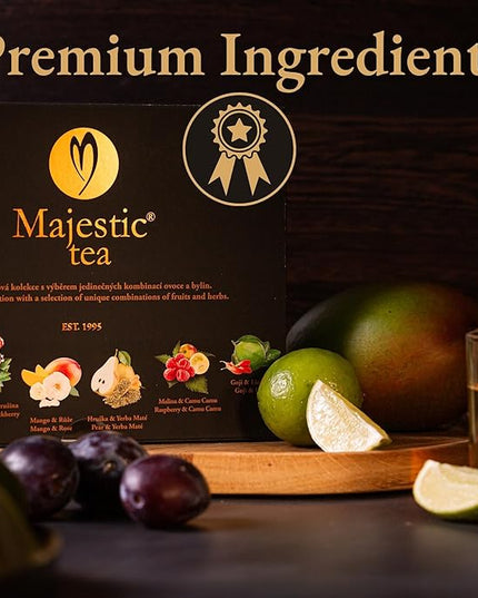Biogena Majestic Tea Assortment Gift Box Flavored Fruit, Herbal Tea Sampler Box - (6x10 Tea Bags Variety Pack)