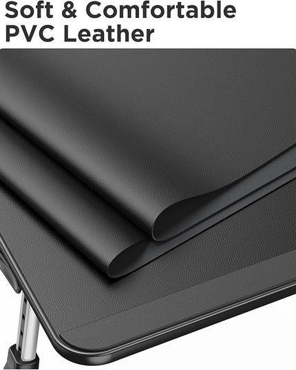 SAIJI PU Leather Laptop Bed Tray Table, Adjustable Laptop Stand with Removable Stopper, Portable Lap Desks with Foldable Legs, Notebook Stand Breakfast Reading Desk for Sofa Couch(Large, Black)