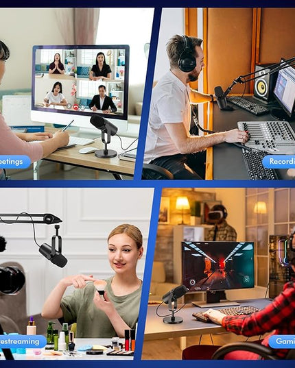 Dynamic Microphone, XLR/USB Podcast Recording Pc Microphone for Streaming Voice, Gaming Microphone with Mute, Headphone Jack, Monitoring Volume Control