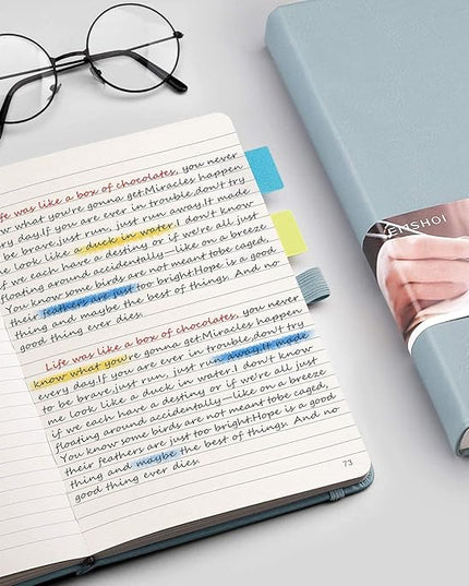 EMSHOI Notebook College Ruled - 256 Numbered Pages, 120 Gsm Thick Paper, A5 Hardcover Leather Lined Journal for Men & Women Work School Journaling Writing Diary 5.7" X 8.3"(GrayBlue)