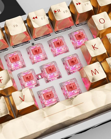 ZhouWang Crystal Red Switch 3 Pin 50gf Pre-Lubricated,Dustproof Linear Switch,Suitable for RGB,Mechanical Gaming Keyboards、MX Mechanical Keyboard(90PCS)