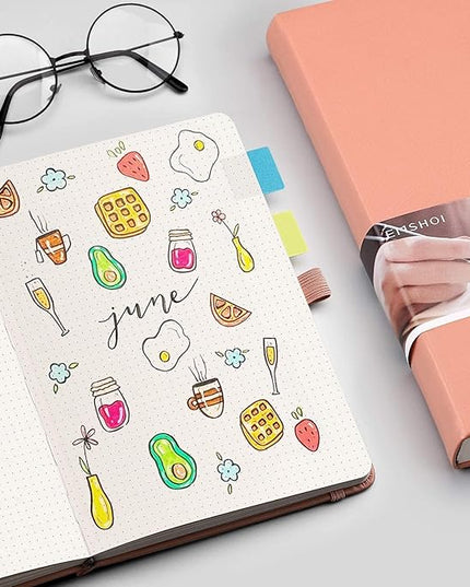 EMSHOI Dotted Notebook - 256 Pages A5 Bullet Dotted Journal, Hardcover Dot Grid Notebook, Leather Notebooks for Work, 120gsm Thick Paper,16 Perforated Pages, Inner Pocket,5.75'' × 8.38''-Pink