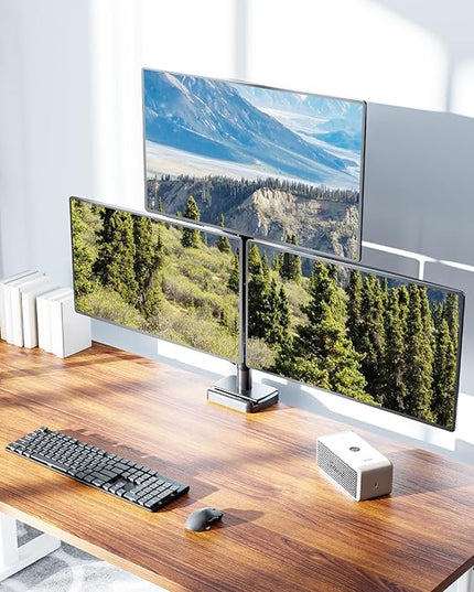 MOUNTUP Triple Monitor Mount Fits Max 32 Inch Screen, Holds 4.4-17.6lbs, 3 Monitors Desk Mount, Triple Monitor Stand for Desk, Adjutable Arm with Clamp/Grommet Base, VESA 75x75/100x100 MU6013A
