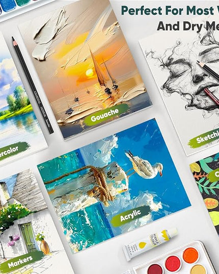Soucolor Watercolor Paper Pad, 9"x12" Water Color Paper, 140lb/300gsm 40 Sheets Artist Painting Drawing Paper Book, Art Supplies for Adults, Watercolor Paint Set, Sketchbook, Journal, Notebook