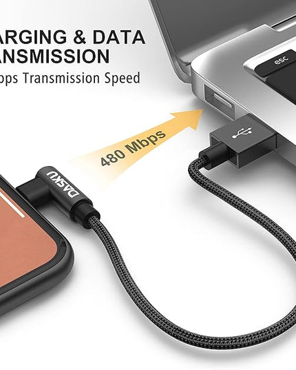 Short iPhone Charger 1FT 2Pack [ MFi Certified] 12 inch 90 Degree Lightning Cable Fast Nylon Braided Right Angle iPhone Charging Cord Compatible with iPhone 14/13/12/11/XS/XR/X/8/7/6/6s Puls/iPad