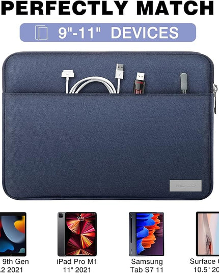 MoKo 9-11 Inch Tablet Sleeve Bag Carrying Case Fits New 11 inch iPad Air M3, iPad A16 2025, iPad Pro 11 M4/Air M2, iPad Air 5/4/3th, iPad 10/9/8/7th, Indigo