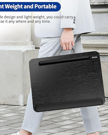 Besign LT08 Laptop Stand, Portable Lap Desk with Pillow Cushion, Fits up to 14 inch Laptop, with Anti-Slip Strip for Desk, Sofa & Bed, Black and Gray