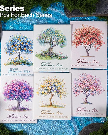 AuriicLeaf Flower Tree Scrapbook Stickers Set, 60PCS Holographic Ephemera for Scrapbooking, Junk Journaling, Crafting, DIY Projects, Diaries, and Art Supplies