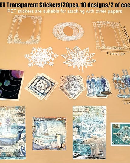 Esweny 100 PCS Vintage Ephemera Pack Journaling Scrapbooking Supplies Scrapbook Sticker Paper Kit for Junk Journal Planners Collage Craft Notebooks Decoupage Album (Ocean)