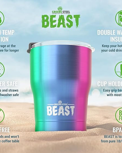 Beast 10 oz Tumbler Stainless Steel Vacuum Insulated Coffee Ice Cup Double Wall Travel Flask (Rainbow)