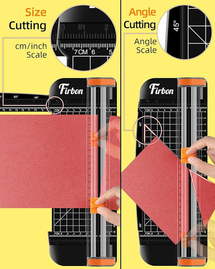 Firbon Black A5 Paper Cutter, Straight Small Paper Trimmer with Side Ruler for Scrapbooking Craft, Paper, Coupon, Label, Cardstock