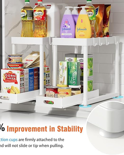 2 Pack Pull-Out Storage Organizers, Under Sink Organizer and Storage for Bathroom & Kitchen,Multi-Purpose Under Cabinet Organizers and storage Black