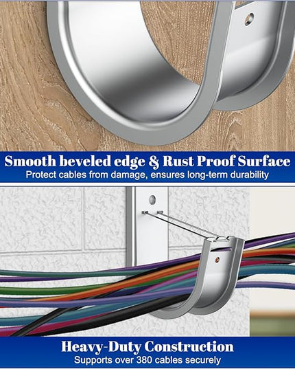 ForoGore 100 Pack 2 Inch J Hook Wall Mount J Hook with Retainer Clip Galvanized Steel Wall Cable Hooks Smooth Round Edge J Hook for Hanging Wire Cable Management & Organization Solution
