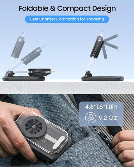 3 in 1 Magnetic Wireless Charger for Samsung, Foldable MagSafe Wireless Charging Station for Samsung Galaxy S25 S24 Ultra/Z Fold7/Z Flip7/6/5, Watch Charger for Galaxy Watch Ultra/8/7/6/5, for Buds