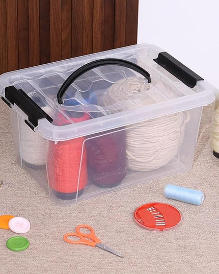 6 Quart Clear Plastic Storage Bins with Handles, Plastic Storage Latch Box with Lid, 12 Packs