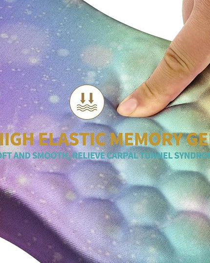 Hokafenle Ergonomic Mouse Pad Wrist Support with Massage Design, Wrist Rest Pain Relief Mousepad with Memory Foam&Non-Slip PU Base, Mouse Pads for Wireless Mouse & Desk (12x8 inch,Rainbow Bubble)