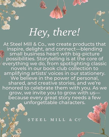 Steel Mill & Co Cute Pink/Purple Floral Mini Spiral Notebook, 8.25" x 6.25" Journal with Durable Hardcover and 160 Lined Pages, Wildflowers