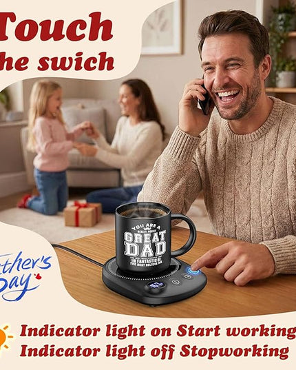 KitchekShop Coffee Mug Warmer - Fastest Heating & Highest Temperature, Coffee Cup Warmer for Desk Auto Shut Off, 4 Temp Settings & 1-12H Timer, Smart Electric Beverage Warme (Cup Warmer Set for dad)