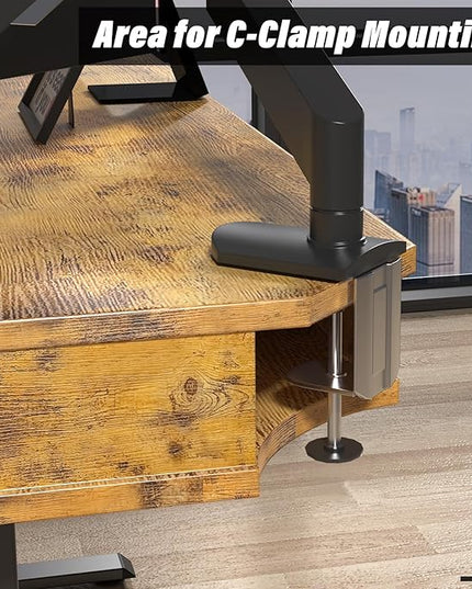 63 x 55 inch L Shaped Standing Desk with 4 Drawers & USB Charging Port, Electric Adjustable Height Corner Stand Up Desk with Keyboard Tray, Rustic Brown