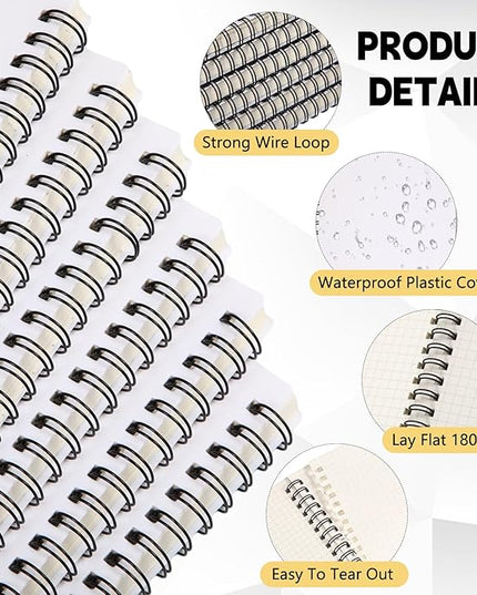 6 Pcs Spiral Notebooks Graph Paper & Bullet Dotted Paper A5 Journal Notepads, 5.7" x 8.3", 160 Pages, 80 Gsm Thick Paper, Plastic Cover Hardcover Waterproof(Graph Paper)