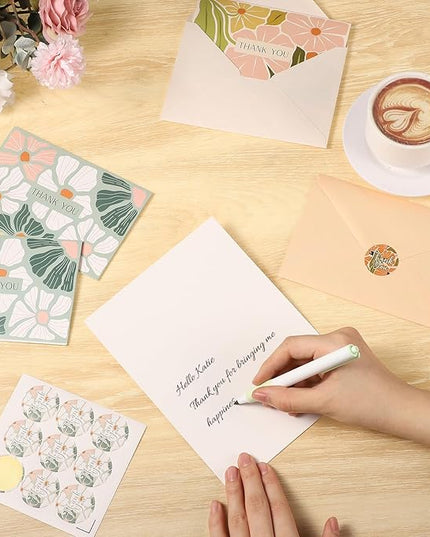 Thboxes Thank You Cards with Envelopes, 36 Pack Thank You Cards Bulk with Envelopes & Stickers 4x6 Inch Greeting Card for Birthday, Wedding, Baby Shower, Graduation, Bridal Shower, Business