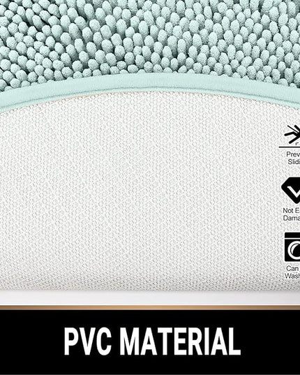 MAYSHINE Round Area Rug Set for Bathroom | Soft Plush Chenille Bath Mat, Water Absorbent Non-Slip Bathroom Rug | Washable Shag Carpet for Shower, Bedroom, or Home Décor | 36"x36" (Round) | Spa Blue