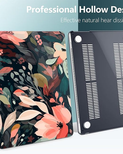 DONGKE for M4 MacBook Air 13.6 Inch Case 2025 2024 2023 2022 Model A3240 A3113 A2681 M3 M2 Chip, Plastic Hard Shell Case Cover with Touch ID for MacBook Air 13 Inch M4 - Painted Florals