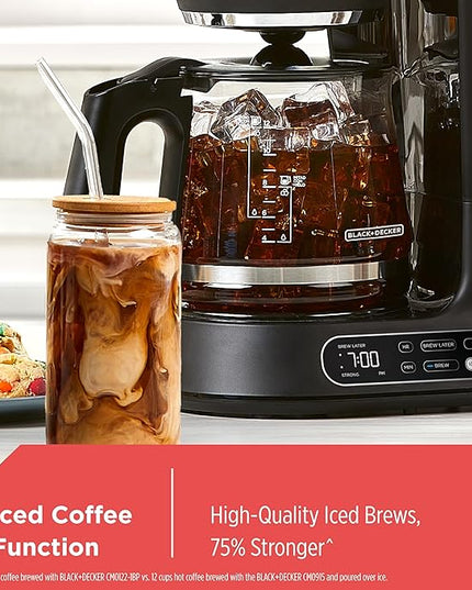 BLACK+DECKER Split Brew 12-Cup Digital Coffee Maker, CM0122, Iced or Hot Coffee, Programmable, Quick Touch, 4-Hour Keep Warm