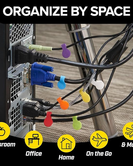 Wrap-It Storage - Mini Multi-Color Cable Labels (60 Pack) - Colorful Charger & Wire Labeler
