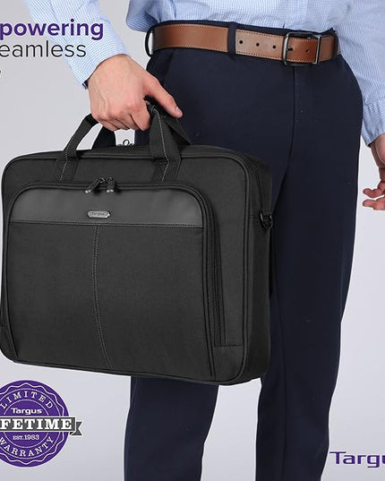 Targus Classic Slim Laptop Bag - Ergonomic Briefcase and Messenger Bag - Spacious Foam Padded for Laptops and Under