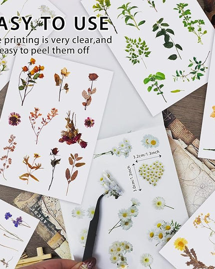 PRSTINCOL Flower Sticker Book, 40 Sheets 470pcs Floral Botanical Themed Journaling Supplies for Scrapbooking Supplies Aesthetic Junk Journal Craft DIY Craft Card Making Laptop