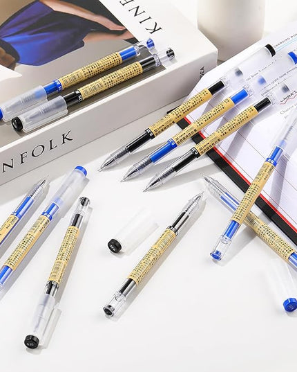 RIANCY 12 Pack Gel Ink Pens (6 Black + 6 Blue), 0.35mm Extra Fine Point Tip, Japanese Style Stationery Quick Dry No Smear No Bleed, Smooth Writing Pen for Journaling Note Taking Office School Supplies
