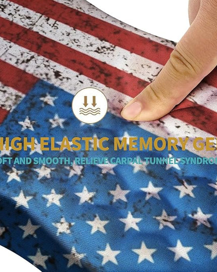 Hokafenle Ergonomic Mouse Pad Wrist Support with Massage Design, Wrist Rest Pain Relief Mousepad with Memory Foam&Non-Slip PU Base, Mouse Pads for Wireless Mouse & Desk (12x8 inch,USA Flag)