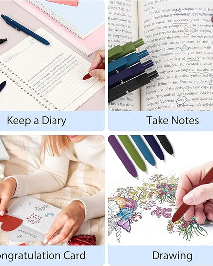 FIOVER Colored Pens, 12 Pack Colorful Gel Pens, Quick-Dry 0.7mm Medium Point for Journaling, Note Taking, Doodling, Aesthetic Office School Supplies, Gifts for Women Men(12PCS Vintage Colorful)