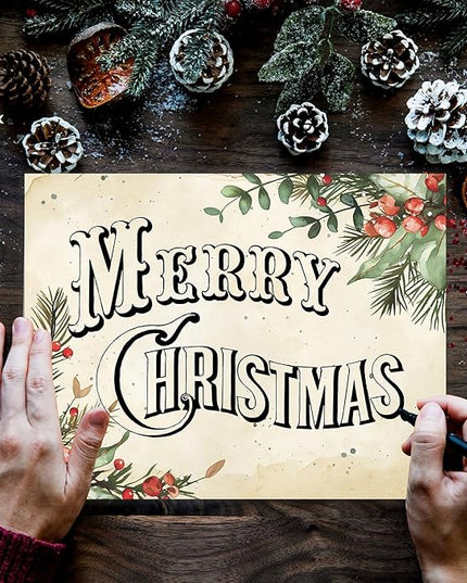 PARTH IMPEX 56 Sheets Christmas Writing Paper 8.5x11 - Letter Size Stationery Holidays Winter Party Looking Santa Letterhead Printer Paper - 120gsm Thick Decorative Double-sided Design