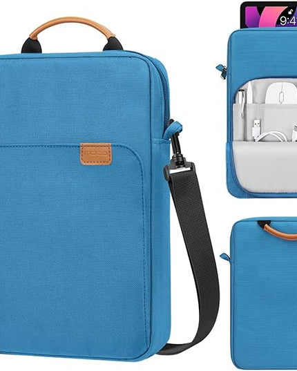MoKo 9-11 Inch Tablet Sleeve Bag Handle Carrying Case with Shoulder Strap Fits 11inch iPad Air M3, iPad A16 2025, iPadPro 11", iPad10/9/8/7th Gen 10.2, Air 5/4th 10.9, Tab S8/S9 11", Peacock Blue
