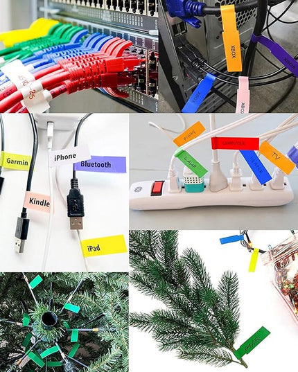 White Cable Labels, 300 Premium Wire Label Tags for Electronics, Printable Cord Labeling Tags for Ethernet and Network, Write on Labels for Cable Management