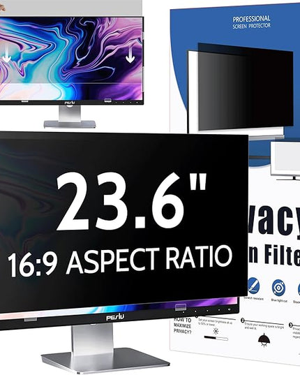 Peslv Privacy Screen for Computer Monitor 23.6 Inch 16:9 Aspect Ratio, Anti Blue Light Glare Removable 23.6 in Privacy Screen Filter Protective Film, HD 23.6 Inch Privacy Screen Protector for Monitor