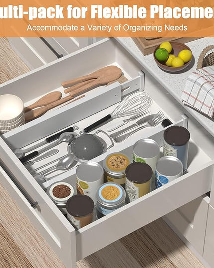 Bamboo Drawer Dividers,17-22" Adjustable Kitchen Drawer Organizer for Clothes,8 Pack Expandable Drawer Organization Separators for Bedroom,Bathroom,Dresser and Office,White